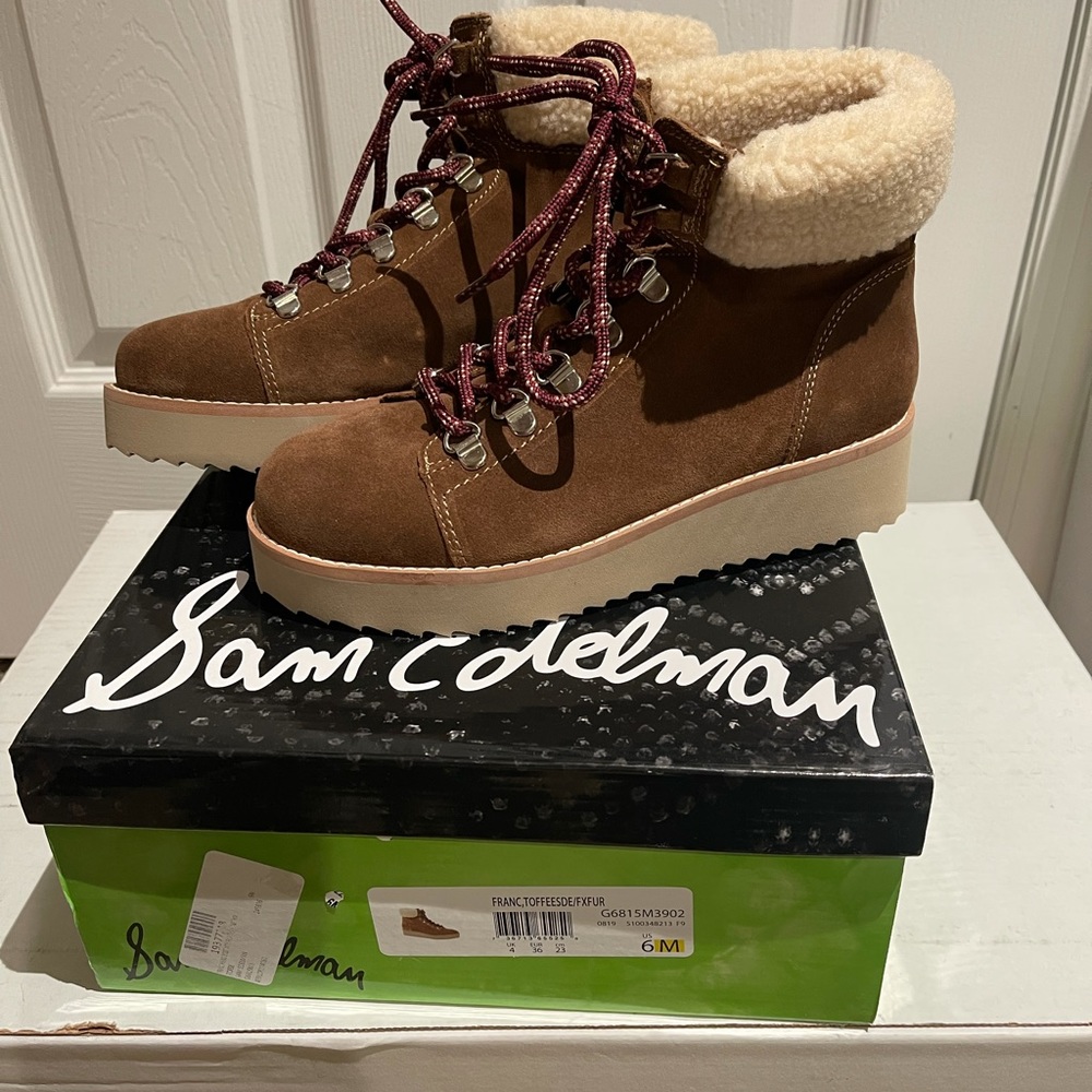 Sam Edelman Faux Shearling Suede Platform Short Boot